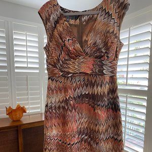 Donna Ricco Size 8, DRESS, Beautiful Print, Brown, Peach!